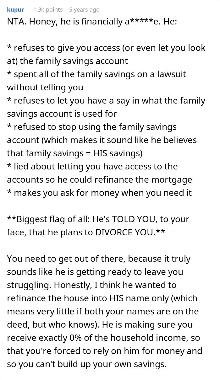 &ldquo;I Am Beyond Devastated&rdquo;: SAHM Finds Out Husband Is Keeping Money From Her, Then Gets Asked For Divorce