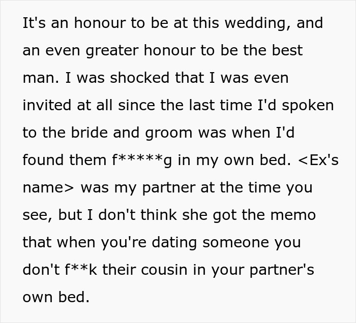 Guy Ruins Cousin&rsquo;s And His Ex’s Wedding By Giving The Most Savage Speech Ever: “You Ruined My Life”