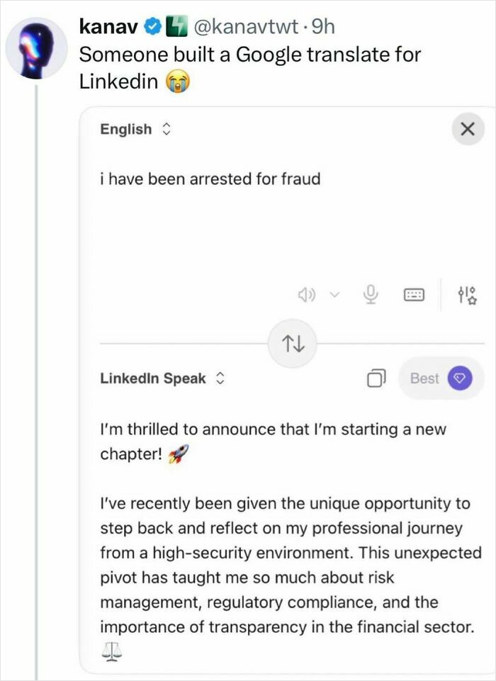 Someone Made A Google Translator For LinkedIn And The Results Are Absolutely Hilarious Someone Made A Google Translator For LinkedIn And The Results Are Absolutely Hilarious