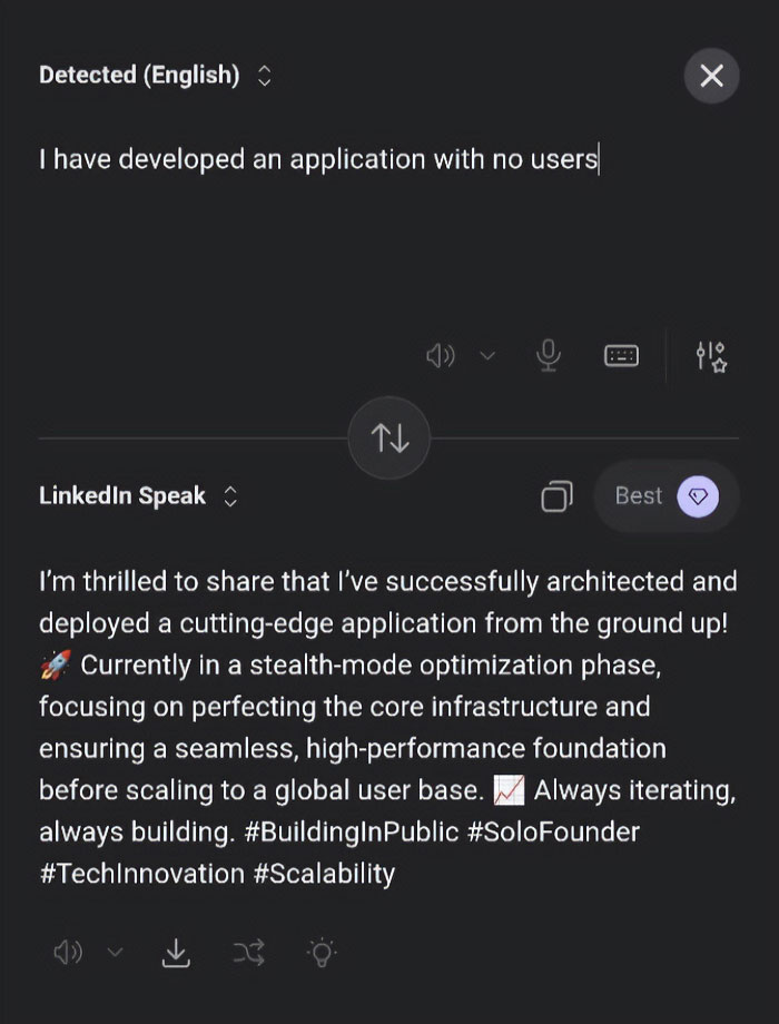 Someone Made A Google Translator For LinkedIn And The Results Are Absolutely Hilarious Someone Made A Google Translator For LinkedIn And The Results Are Absolutely Hilarious