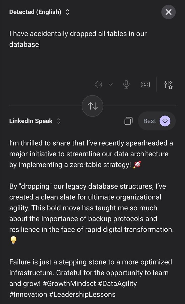 Someone Made A Google Translator For LinkedIn And The Results Are Absolutely Hilarious Someone Made A Google Translator For LinkedIn And The Results Are Absolutely Hilarious