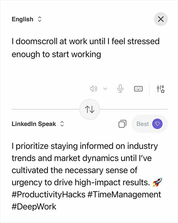 Someone Made A Google Translator For LinkedIn And The Results Are Absolutely Hilarious Someone Made A Google Translator For LinkedIn And The Results Are Absolutely Hilarious