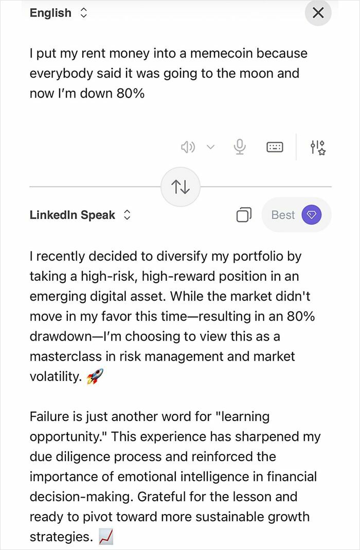 Someone Made A Google Translator For LinkedIn And The Results Are Absolutely Hilarious Someone Made A Google Translator For LinkedIn And The Results Are Absolutely Hilarious