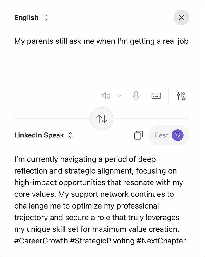 Someone Made A Google Translator For LinkedIn And The Results Are Absolutely Hilarious Someone Made A Google Translator For LinkedIn And The Results Are Absolutely Hilarious