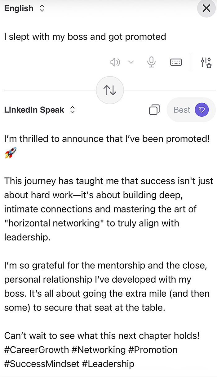 Someone Made A Google Translator For LinkedIn And The Results Are Absolutely Hilarious Someone Made A Google Translator For LinkedIn And The Results Are Absolutely Hilarious