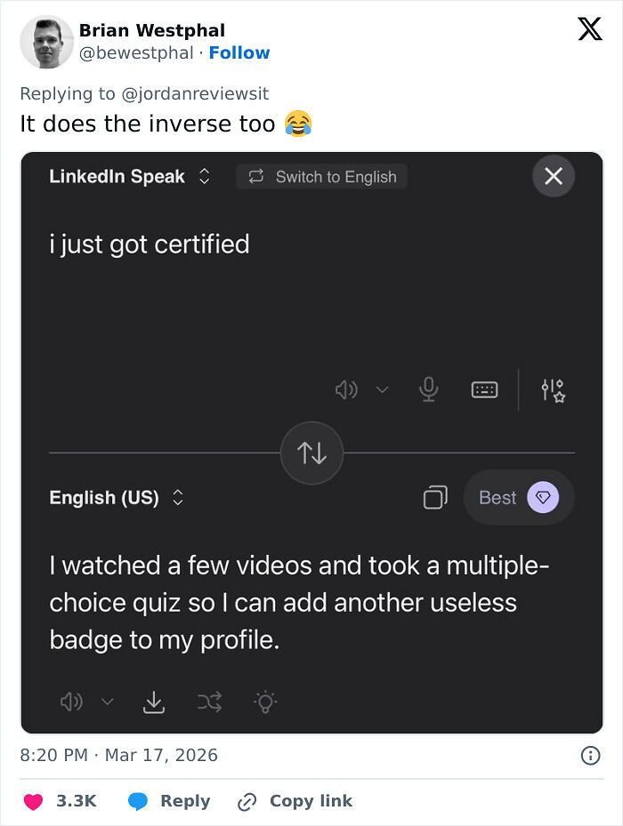 Someone Made A Google Translator For LinkedIn And The Results Are Absolutely Hilarious Someone Made A Google Translator For LinkedIn And The Results Are Absolutely Hilarious