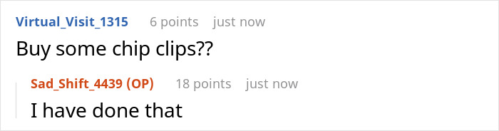Fed-Up Partner Cuts Off Snack Supply As GF Keeps Wasting It, She’s Mad She Doesn’t Have Fresh Chips Fed-Up Partner Cuts Off Snack Supply As GF Keeps Wasting It, She’s Mad She Doesn’t Have Fresh Chips