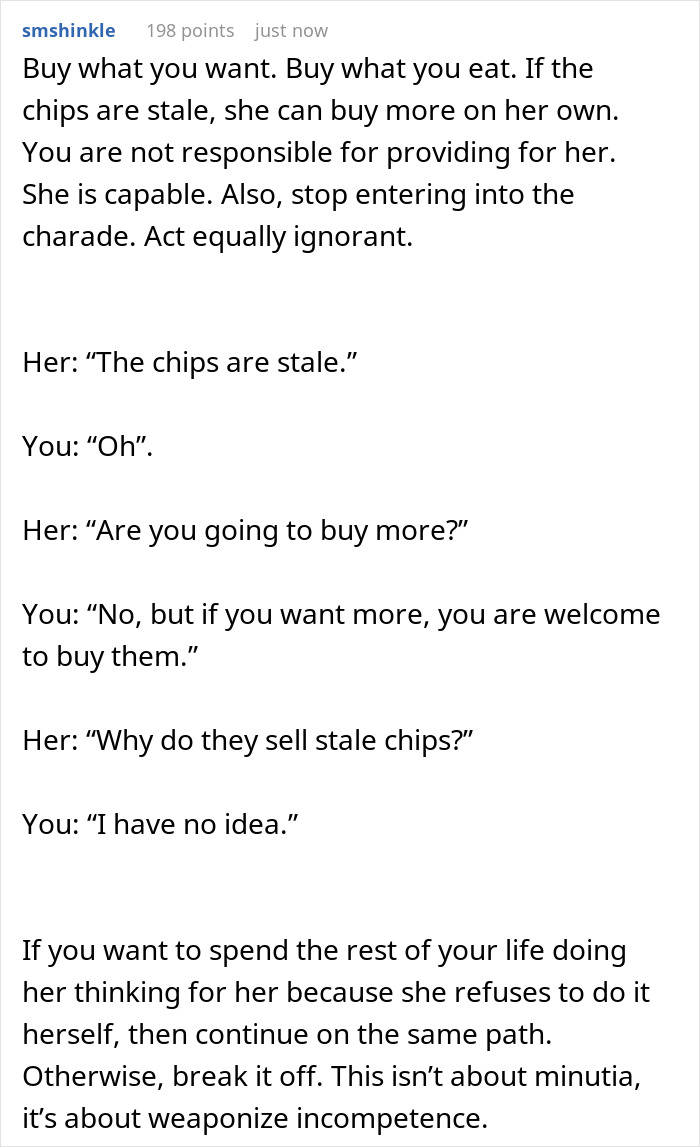 Fed-Up Partner Cuts Off Snack Supply As GF Keeps Wasting It, She’s Mad She Doesn’t Have Fresh Chips Fed-Up Partner Cuts Off Snack Supply As GF Keeps Wasting It, She’s Mad She Doesn’t Have Fresh Chips