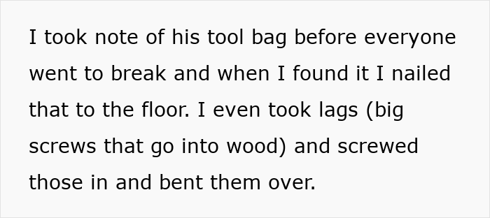 Lazy Guy Thinks He Can Steal Coworker&rsquo;s Ladder, She Takes Revenge By Nailing His Tools To The Floor