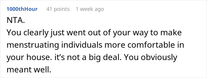Man Stashes Midol And Tampons In Bathroom For Friends, One Guest Starts Drama Over Virtue Signaling