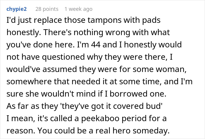 Man Stashes Midol And Tampons In Bathroom For Friends, One Guest Starts Drama Over Virtue Signaling
