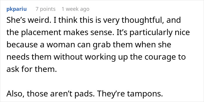 Man Stashes Midol And Tampons In Bathroom For Friends, One Guest Starts Drama Over Virtue Signaling