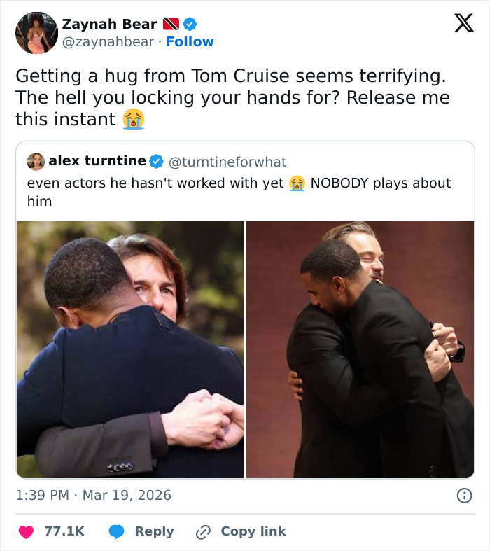 “Seems Terrifying”: Fans Spot Bizarre Detail In Photo Of Tom Cruise Hugging Michael B. Jordan
