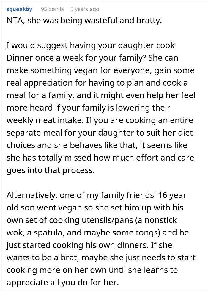 Mom Called Disgusting For Making Vegan Teen Cook Meat To Teach Her A Lesson About Wasting Food