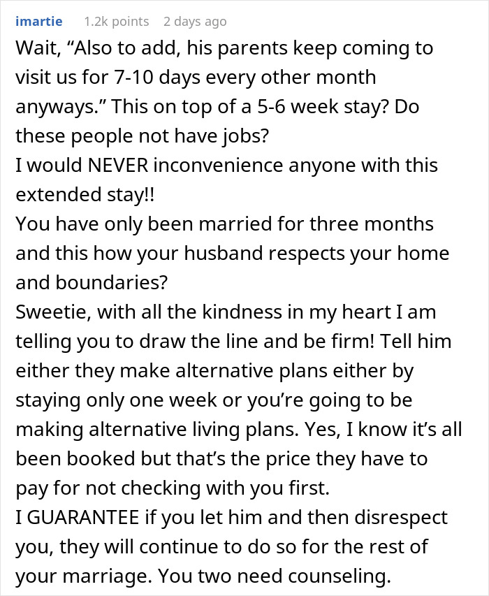 Wife Feels Hurt And Disrespected After Husband Approves His Family’s 6-Week Stay Without Even Asking Her Wife Feels Hurt And Disrespected After Husband Approves His Family’s 6-Week Stay Without Even Asking Her