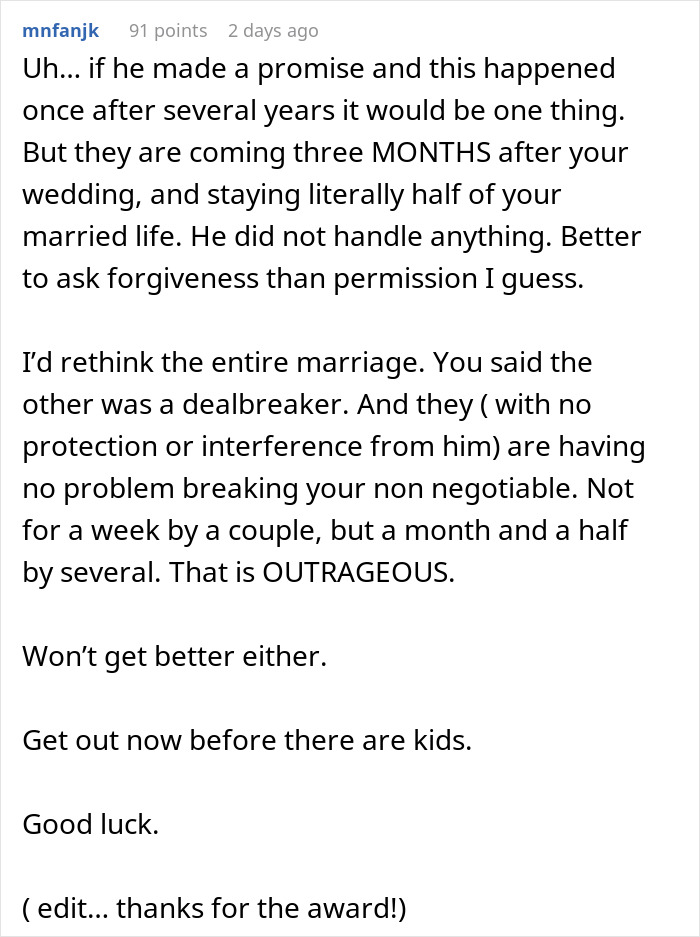 Wife Feels Hurt And Disrespected After Husband Approves His Family’s 6-Week Stay Without Even Asking Her Wife Feels Hurt And Disrespected After Husband Approves His Family’s 6-Week Stay Without Even Asking Her