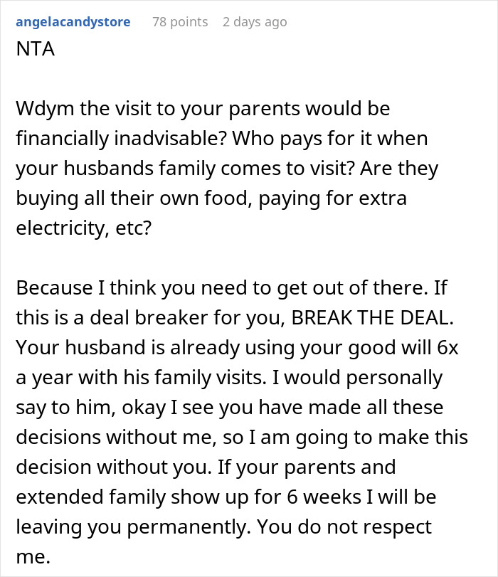 Wife Feels Hurt And Disrespected After Husband Approves His Family’s 6-Week Stay Without Even Asking Her Wife Feels Hurt And Disrespected After Husband Approves His Family’s 6-Week Stay Without Even Asking Her