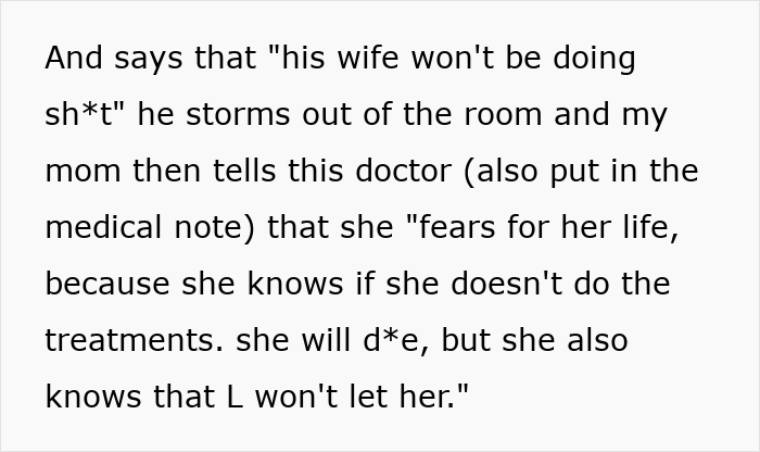 Husband Refuses To Let Wife Get Chemotherapy, Makes Her Life A Living Hell, Daughter Finally Gets Revenge Husband Refuses To Let Wife Get Chemotherapy, Makes Her Life A Living Hell, Daughter Finally Gets Revenge