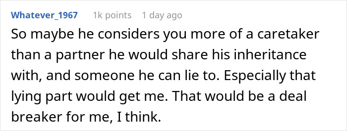Husband Lies About Inheritance, Wants To Leave Wife Who Takes Care Of Him With Nothing
