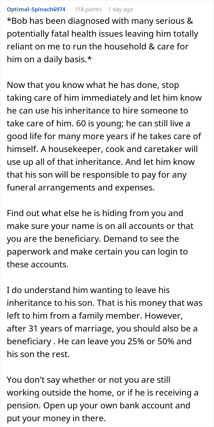 Husband Lies About Inheritance, Wants To Leave Wife Who Takes Care Of Him With Nothing
