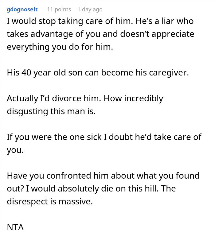 Husband Lies About Inheritance, Wants To Leave Wife Who Takes Care Of Him With Nothing
