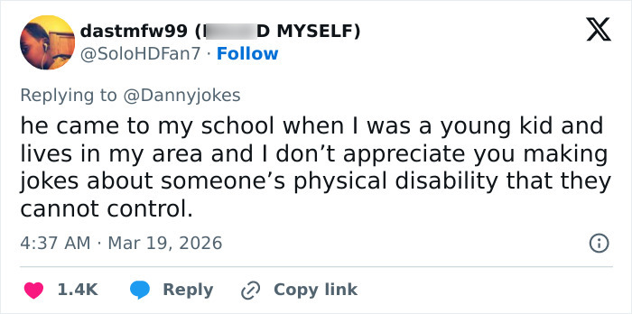 Adam Pearson Joins Fans In Calling Out Comedian’s Offensive Tweet About Him Adam Pearson Joins Fans In Calling Out Comedian’s Offensive Tweet About Him