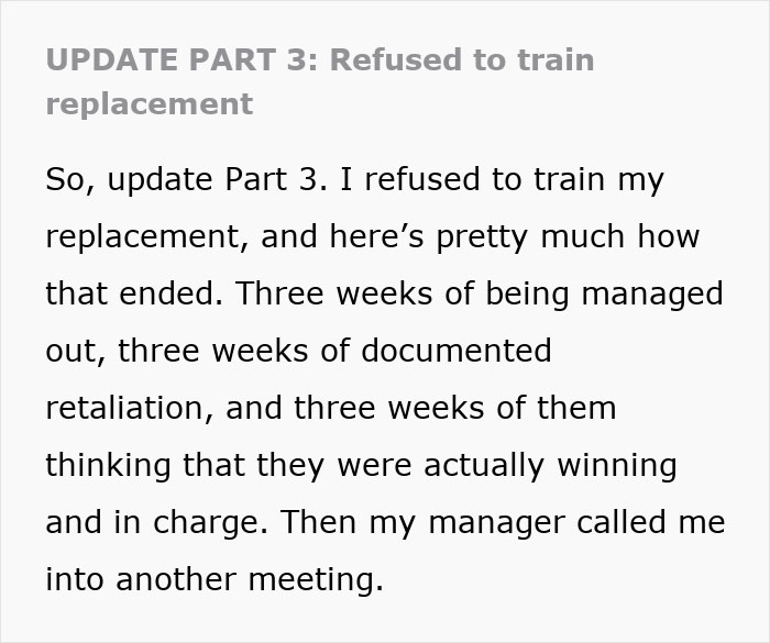 HR Dumbfounded When Employee Refuses To Train A New Employee For Free And Resists Firing