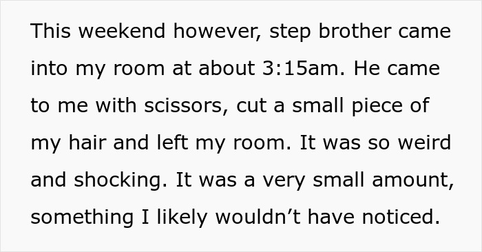 Creepy Teen Comes Into Step-Sisters Room To Cut A Little Bit Of Her Hair, Parents Think It’s No Big Deal