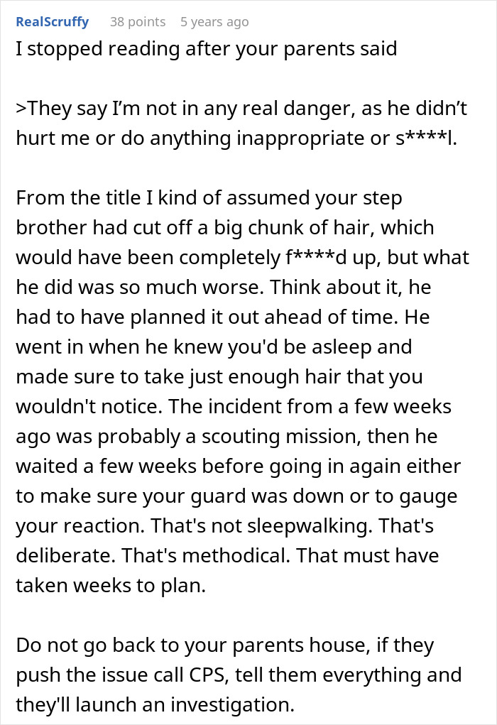 Creepy Teen Comes Into Step-Sisters Room To Cut A Little Bit Of Her Hair, Parents Think It’s No Big Deal