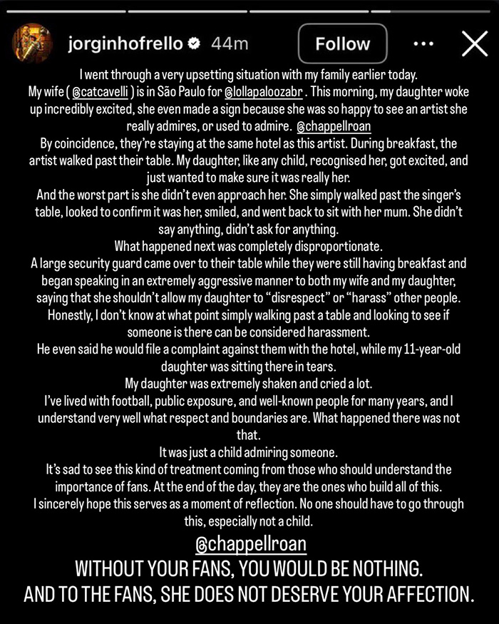 Chappell Roan Speaks Out After Backlash For Allegedly ‘Leaving Jude Law’s 11YO Daughter In Tears’ Chappell Roan Speaks Out After Backlash For Allegedly ‘Leaving Jude Law’s 11YO Daughter In Tears’