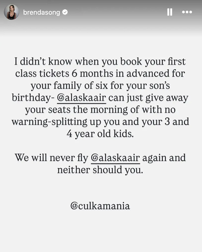 Brenda Song Slams Airline For Separating Her And Macaulay Culkin From Their Kids During Nightmare Flight