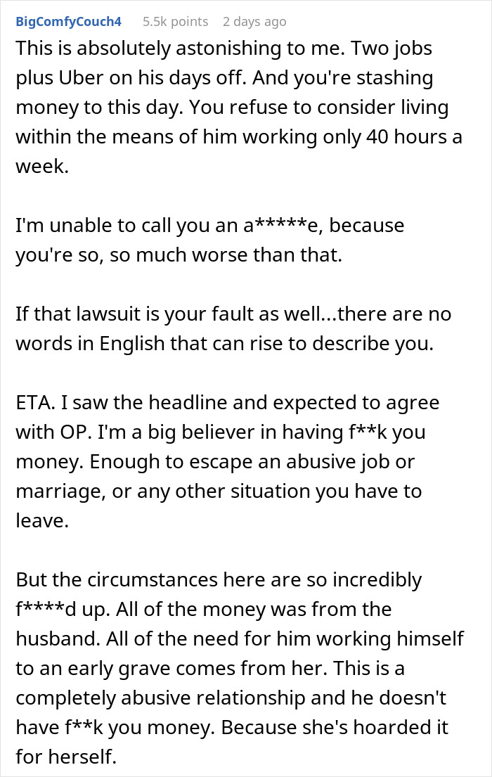 &ldquo;He Just Broke Down Sobbing&rdquo;: Man Hurt His SAH Wife Has $47k Stashed Away While He&rsquo;s Struggling