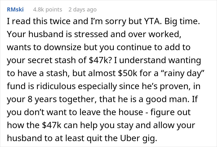 &ldquo;He Just Broke Down Sobbing&rdquo;: Man Hurt His SAH Wife Has $47k Stashed Away While He&rsquo;s Struggling