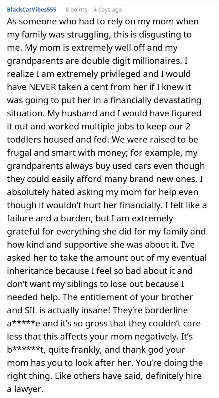 “Greedy And Entitled”: Family Expects Grandma To Support Them Financially So That Wife Can Be A SAHM “Greedy And Entitled”: Family Expects Grandma To Support Them Financially So That Wife Can Be A SAHM