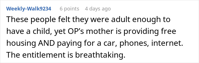 “Greedy And Entitled”: Family Expects Grandma To Support Them Financially So That Wife Can Be A SAHM “Greedy And Entitled”: Family Expects Grandma To Support Them Financially So That Wife Can Be A SAHM
