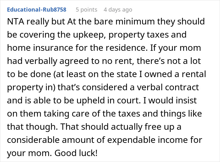 “Greedy And Entitled”: Family Expects Grandma To Support Them Financially So That Wife Can Be A SAHM “Greedy And Entitled”: Family Expects Grandma To Support Them Financially So That Wife Can Be A SAHM