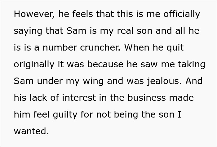 Retiring Dad Picks Prot&eacute;g&eacute; As Main Heir To The Business, Son Gets A Small Slice And More Resentment