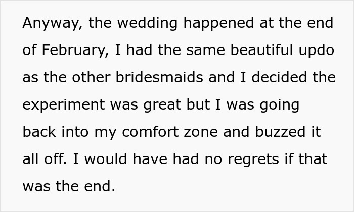 Woman Buzzes Her Hair After Friend&rsquo;s Wedding, Now Everyone Thinks She Was Forced To Grow It Out