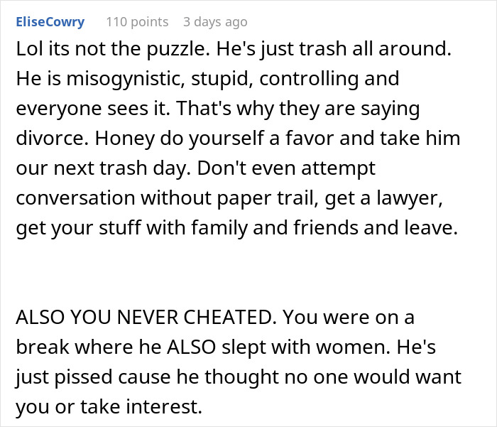 &ldquo;A Waste Of A Pretty Face&rdquo;: Woman Leaves Husband Of 6 Years After He Threw Away Her Puzzle