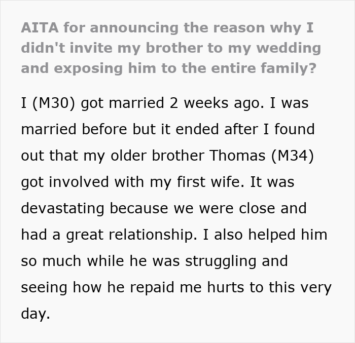 Groom Lets Every Wedding Guest Know Exactly Why His Jerk Brother Is Not There