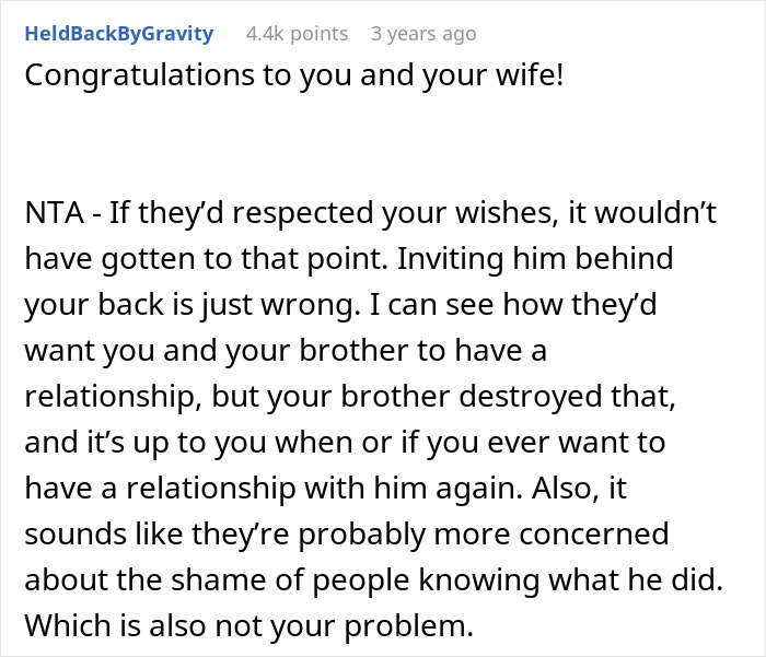 Groom Lets Every Wedding Guest Know Exactly Why His Jerk Brother Is Not There