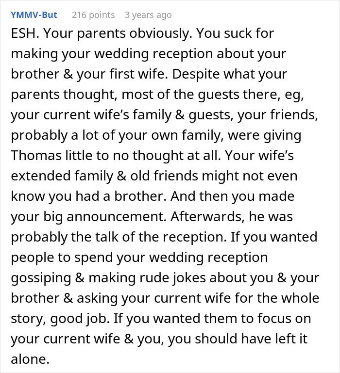Groom Lets Every Wedding Guest Know Exactly Why His Jerk Brother Is Not There