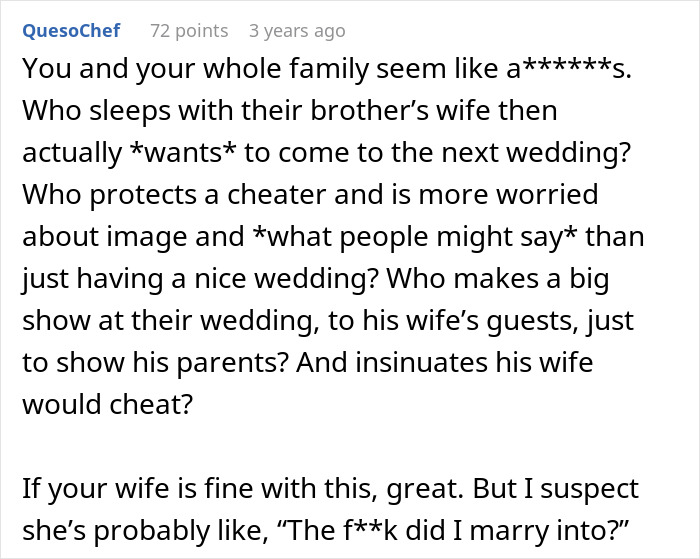 Groom Lets Every Wedding Guest Know Exactly Why His Jerk Brother Is Not There