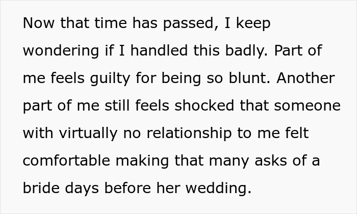 Woman Barely Knows Bride But Sends Lengthy Baby Updates, Last-Minute Ask Finally Gets Shut Down Woman Barely Knows Bride But Sends Lengthy Baby Updates, Last-Minute Ask Finally Gets Shut Down