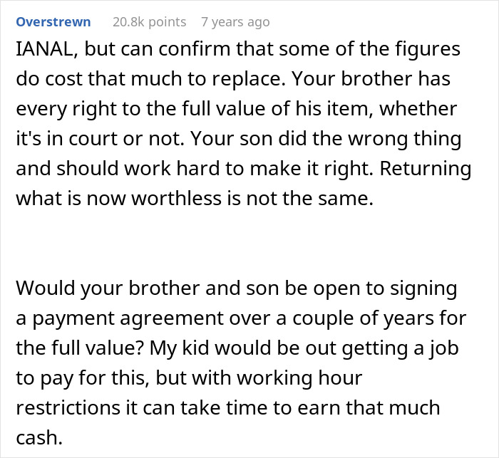 Man Refuses To Pay Brother Back For A Figurine His Son Stole Until He Finds Out The Reason Behind It
