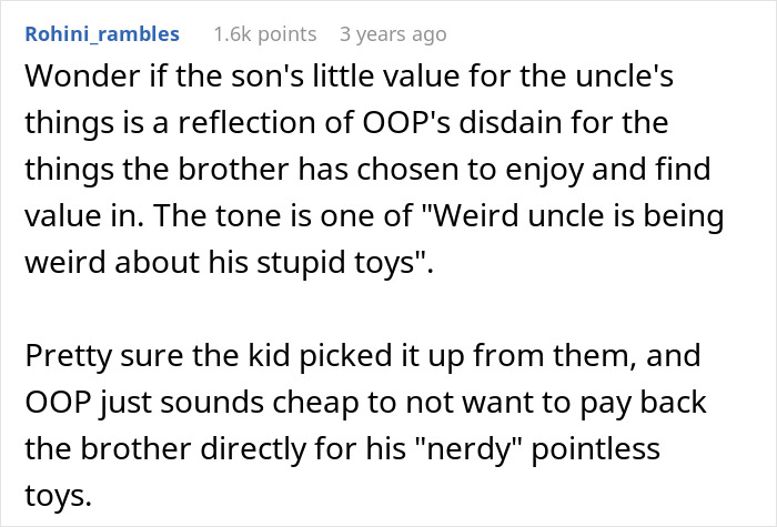 Man Refuses To Pay Brother Back For A Figurine His Son Stole Until He Finds Out The Reason Behind It