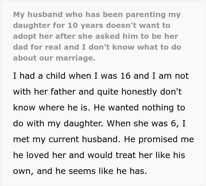 Man Refuses To Adopt Stepdaughter After Raising Her For 10 Years, Breaks Her Heart