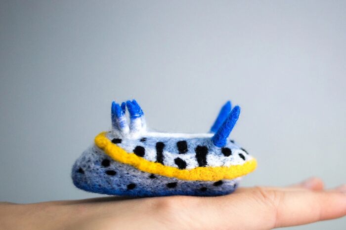 Artist Creates Adorable Felted Figurines Inspired By Colorful Sea Slug Species (34 Pics)