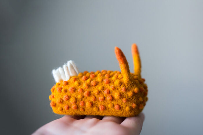 Artist Creates Adorable Felted Figurines Inspired By Colorful Sea Slug Species (34 Pics)