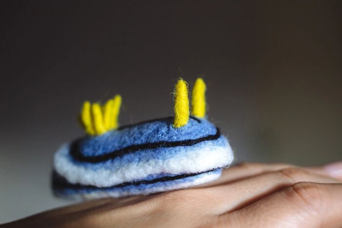 Artist Creates Adorable Felted Figurines Inspired By Colorful Sea Slug Species (34 Pics)